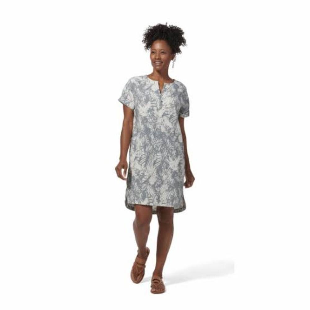 Royal Robbins Bergen Dress Palm Leaf Tropical Tencel Modal Blue Gray Size L